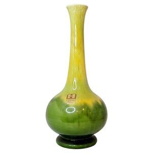 Antique 1900s Haeger Bud Vase 10" Green Yellow Drip Glaze Pre Royal Haeger